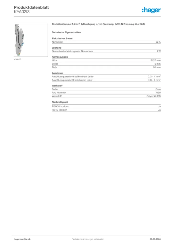 Bild Hager Produktdatenblatt KYA02I3 | Hager Schweiz