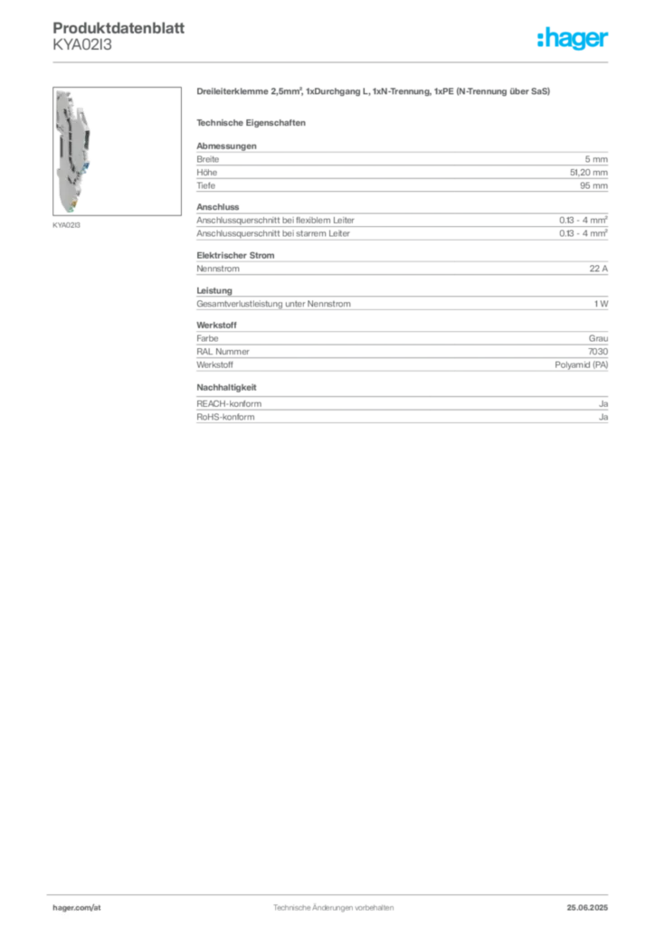 Bild Hager Produktdatenblatt KYA02I3 | Hager Deutschland