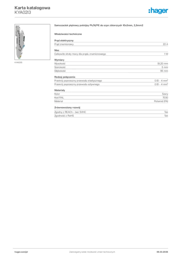 Zdjęcie Hager Karta katalogowa KYA02I3 | Hager Polska
