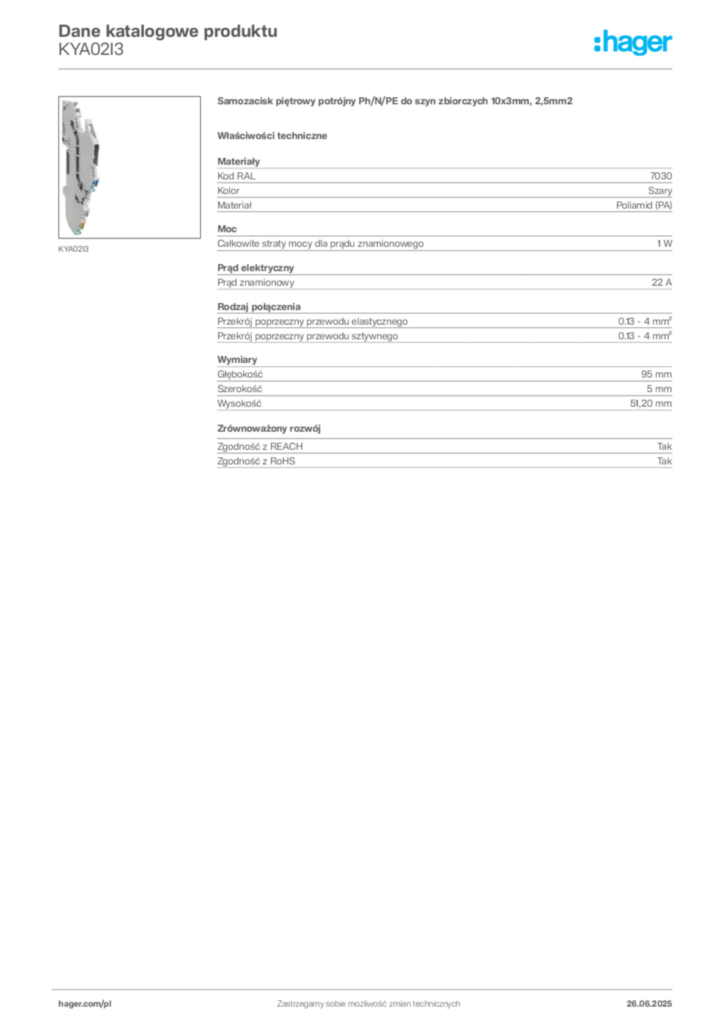 Zdjęcie Hager Dane katalogowe produktu KYA02I3 | Hager Polska