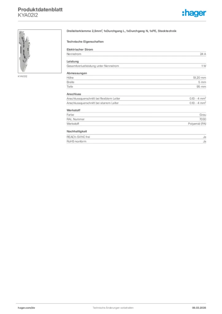 Bild Hager Produktdatenblatt KYA02I2 | Hager Deutschland