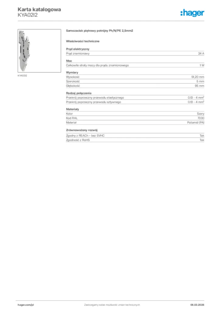 Zdjęcie Hager Karta katalogowa KYA02I2 | Hager Polska