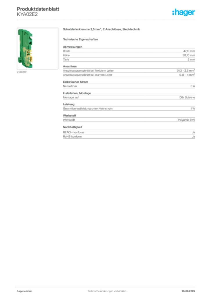 Bild Hager Produktdatenblatt KYA02E2 | Hager Deutschland