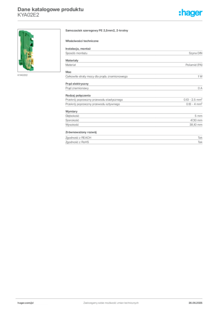 Zdjęcie Hager Dane katalogowe produktu KYA02E2 | Hager Polska