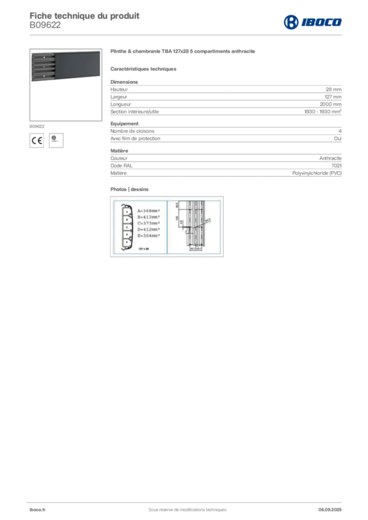 Image Iboco Fiche technique du produit B09622 | Hager France