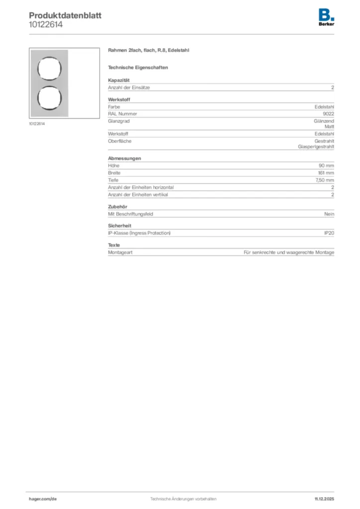 Berker Produktdatenblatt 10122614