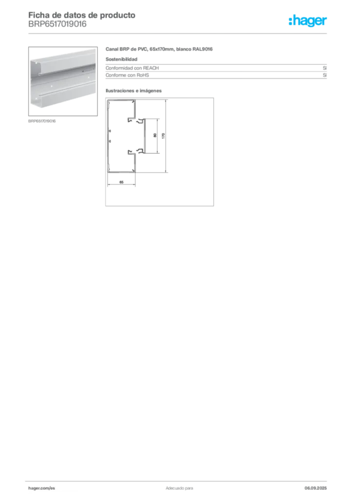 Imagen Hager Ficha de datos de producto BRP6517019016 | Hager España