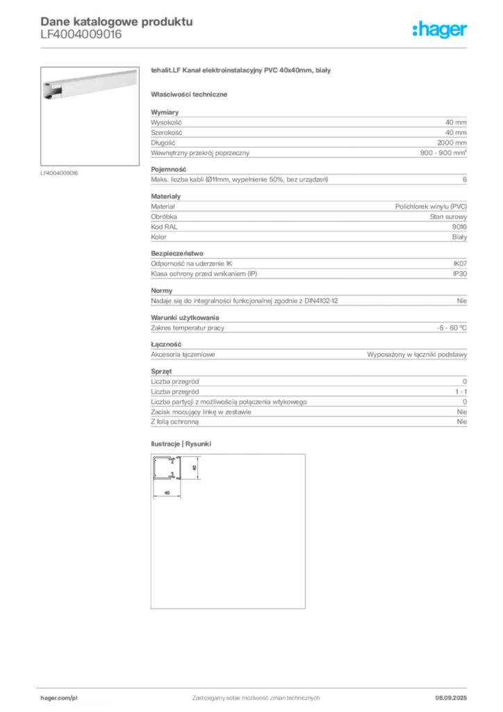 Zdjęcie Hager Dane katalogowe produktu LF4004009016 | Hager Polska
