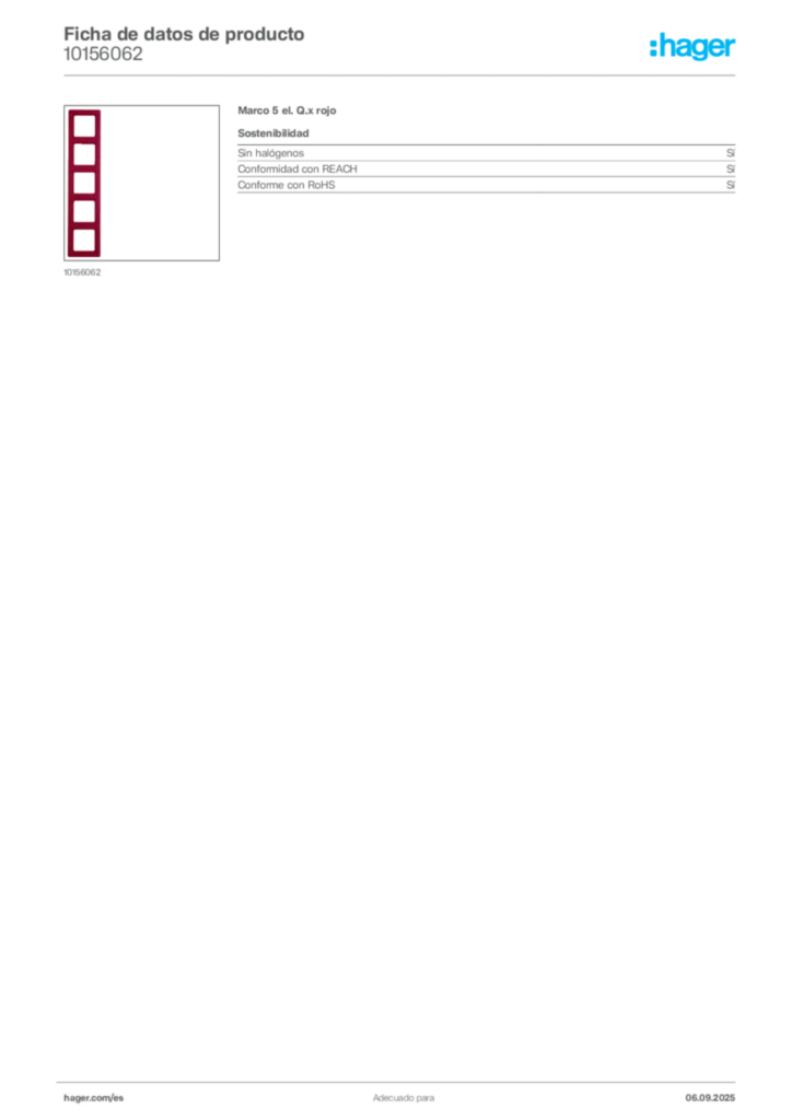 Imagen Hager Ficha de datos de producto 10156062 | Hager España