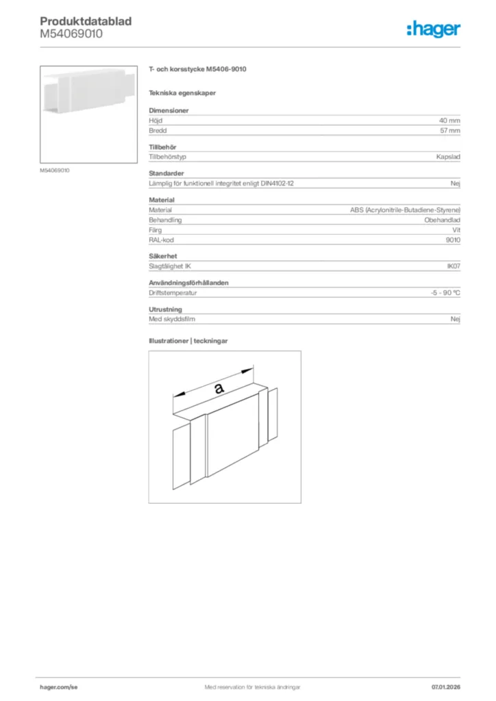 Bild Hager Produktdatablad M54069010 | Hager Sverige