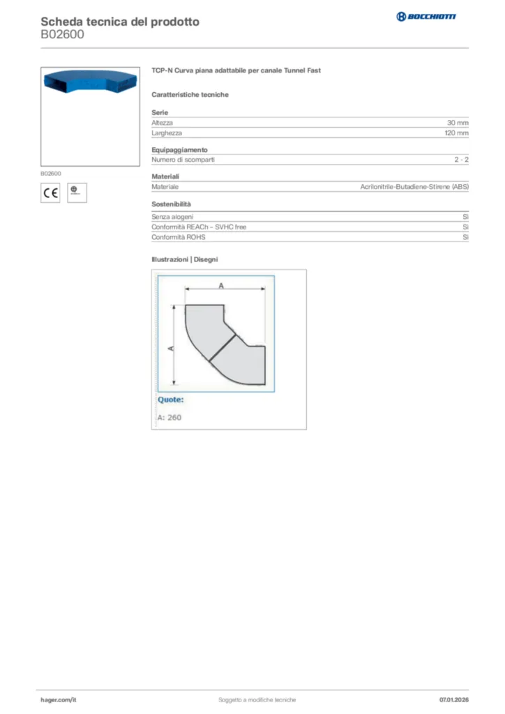 Immagine Bocchiotti Scheda tecnica del prodotto B02600 | Hager Italia