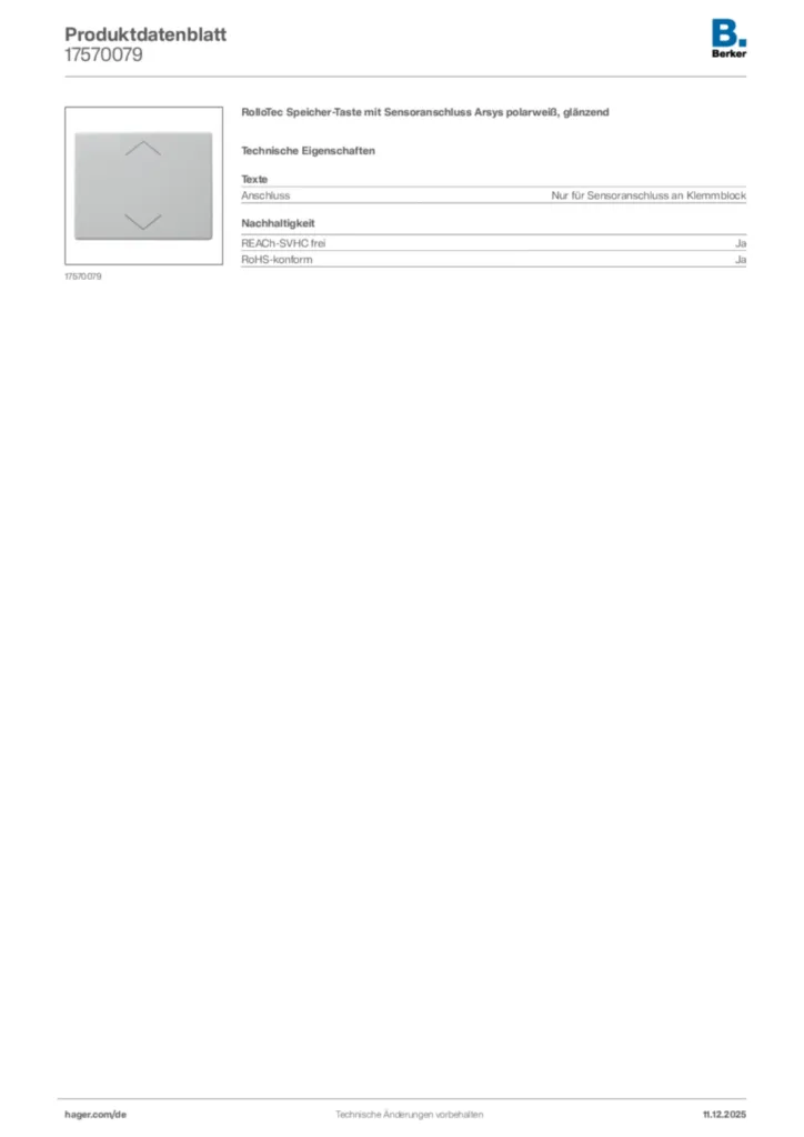 Bild Berker Produktdatenblatt 17570079 | Hager Deutschland