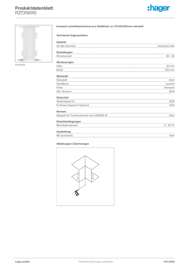 Bild Hager Produktdatenblatt R27319010 | Hager Deutschland