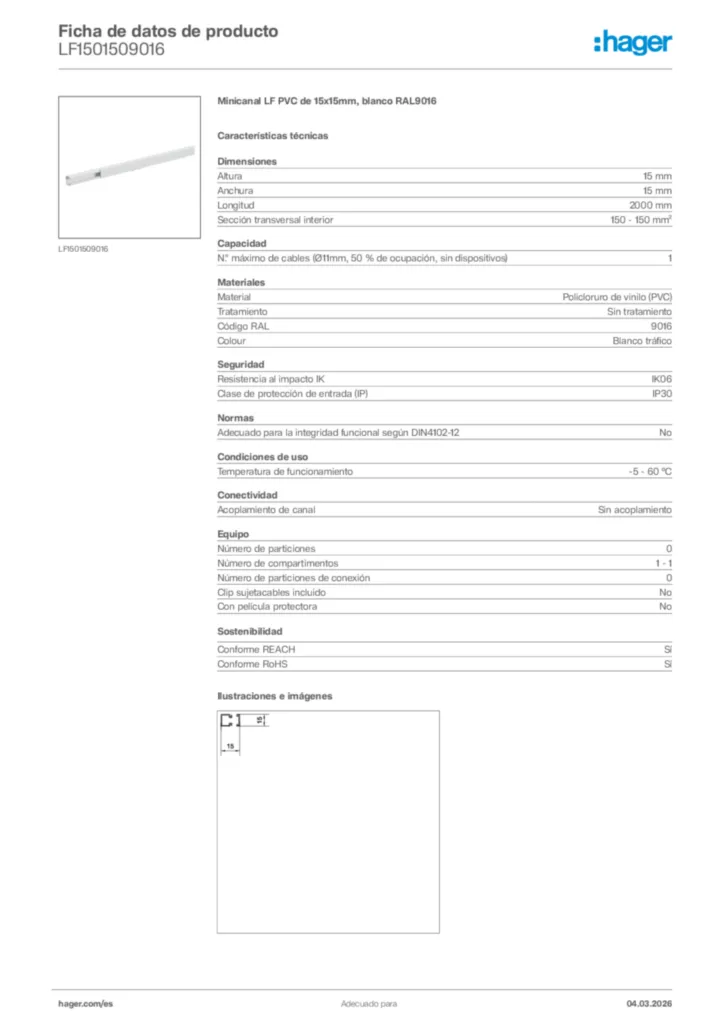 Imagen Hager Ficha de datos de producto LF1501509016 | Hager España