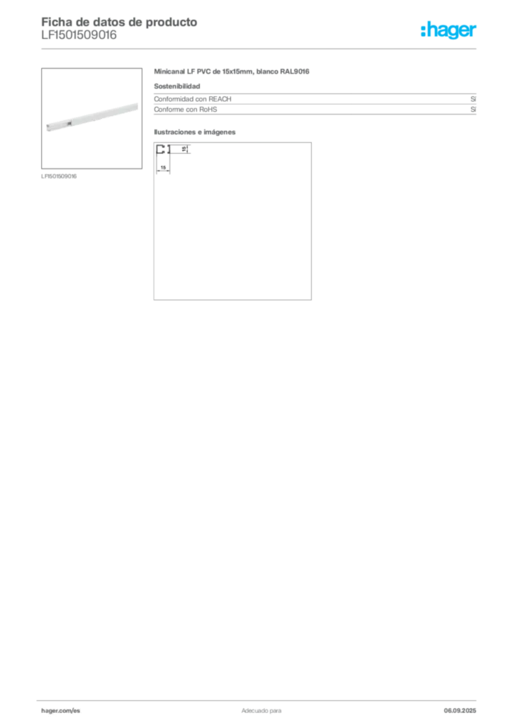 Imagen Hager Ficha de datos de producto LF1501509016 | Hager España