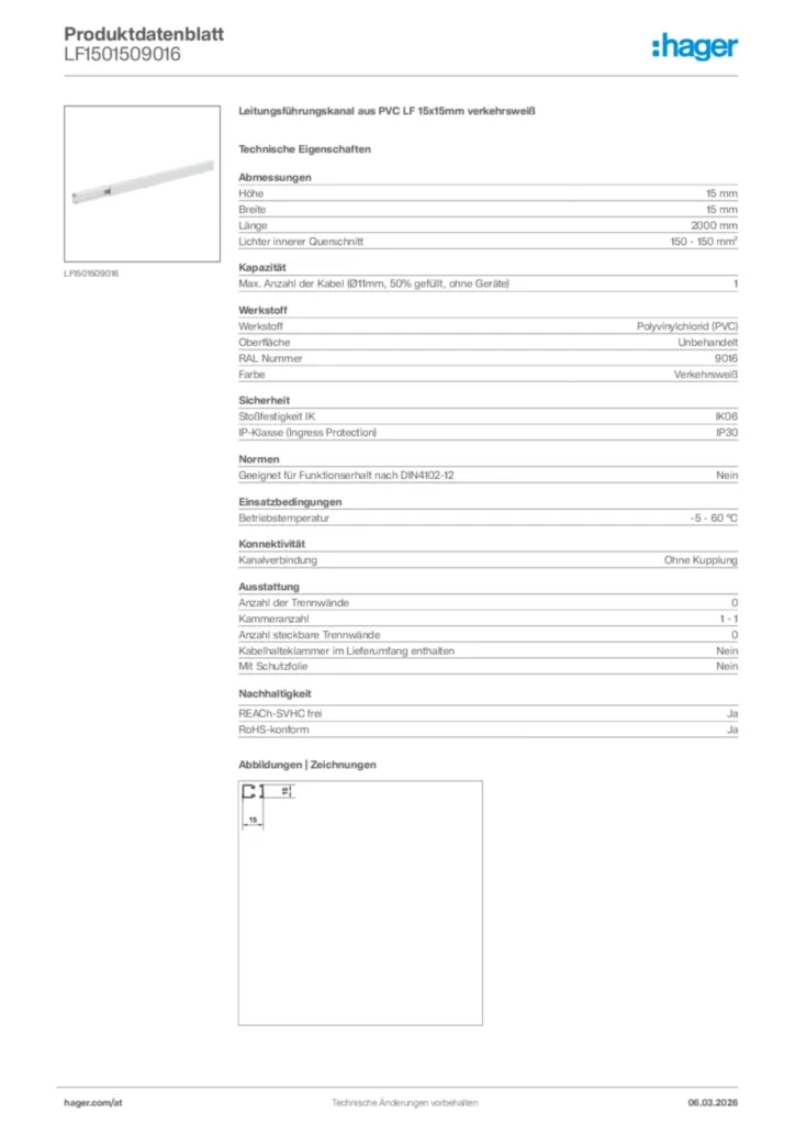 Bild Hager Produktdatenblatt LF1501509016 | Hager Deutschland