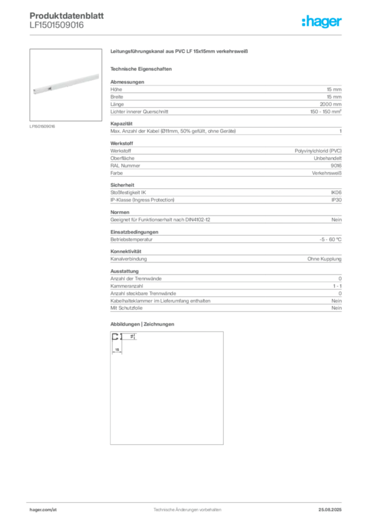 Bild Hager Produktdatenblatt LF1501509016 | Hager Deutschland