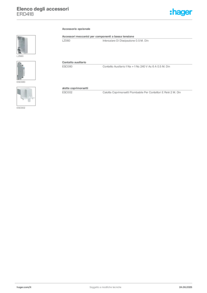 Immagine Hager Scheda tecnica del prodotto ERD418 | Hager Italia