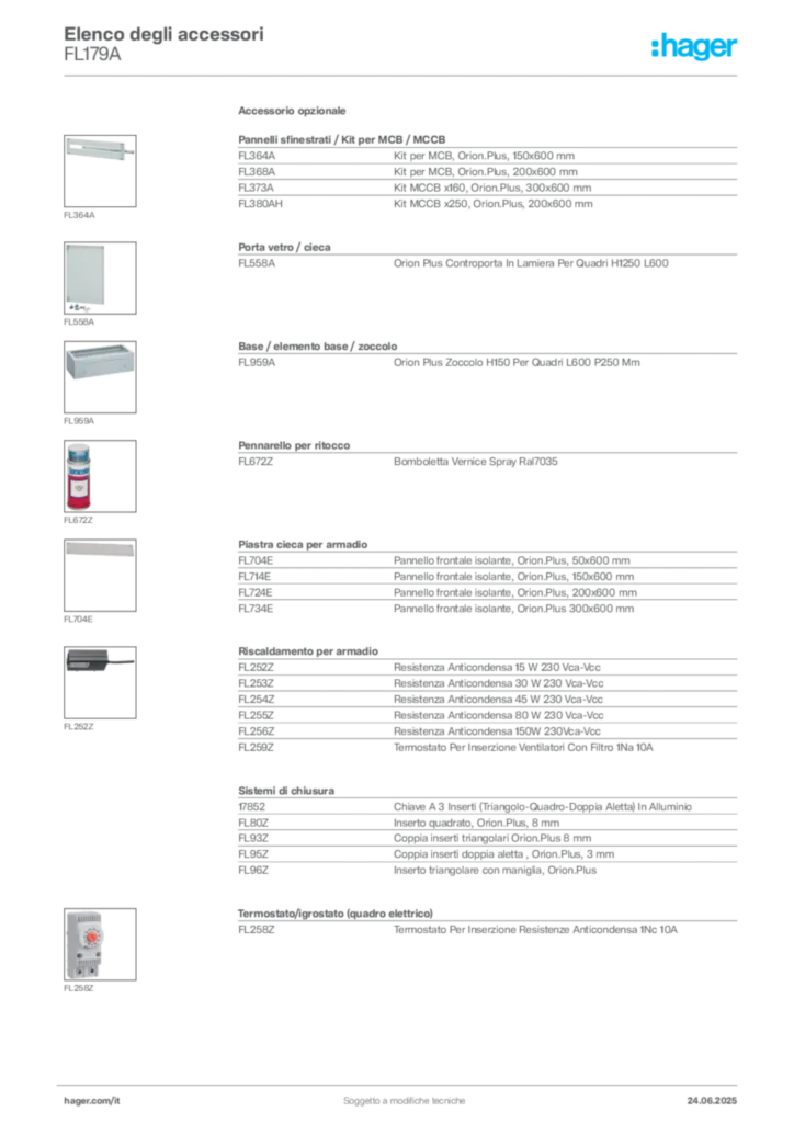 Immagine Hager Scheda tecnica del prodotto FL179A | Hager Italia