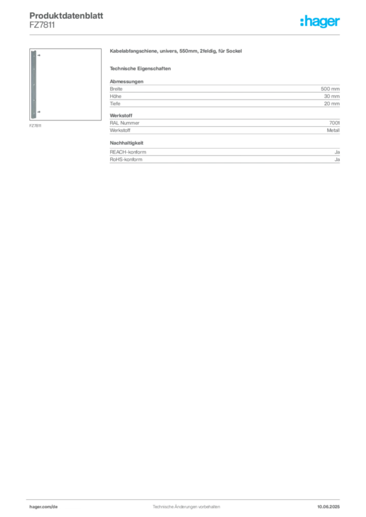 Hager Produktdatenblatt FZ7811