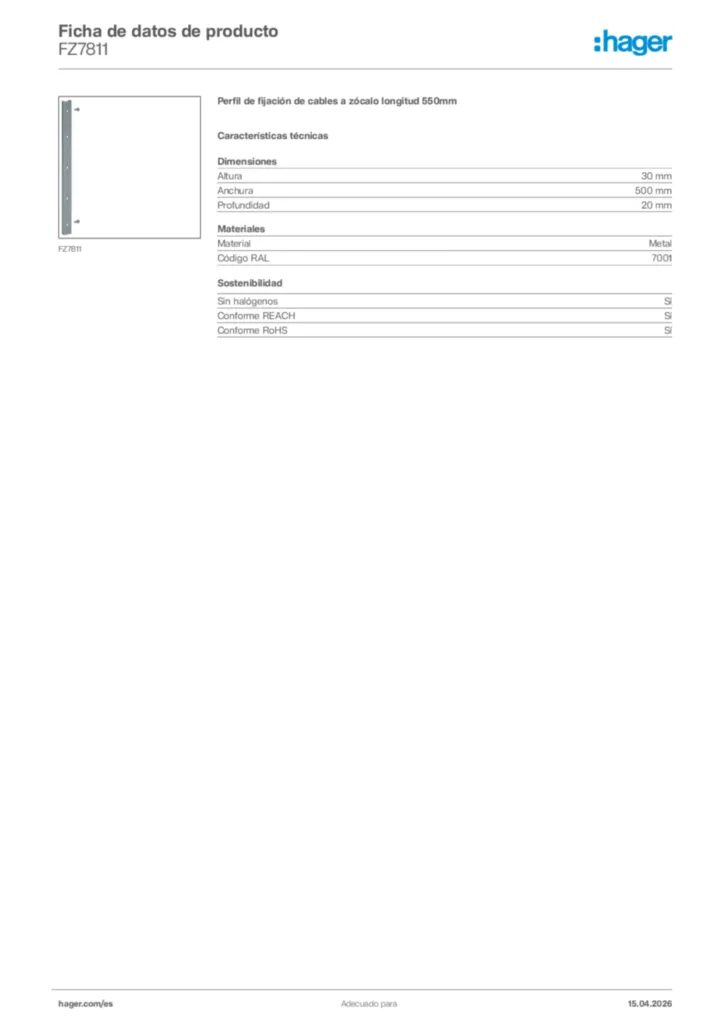 Imagen Hager Ficha de datos de producto FZ7811 | Hager España
