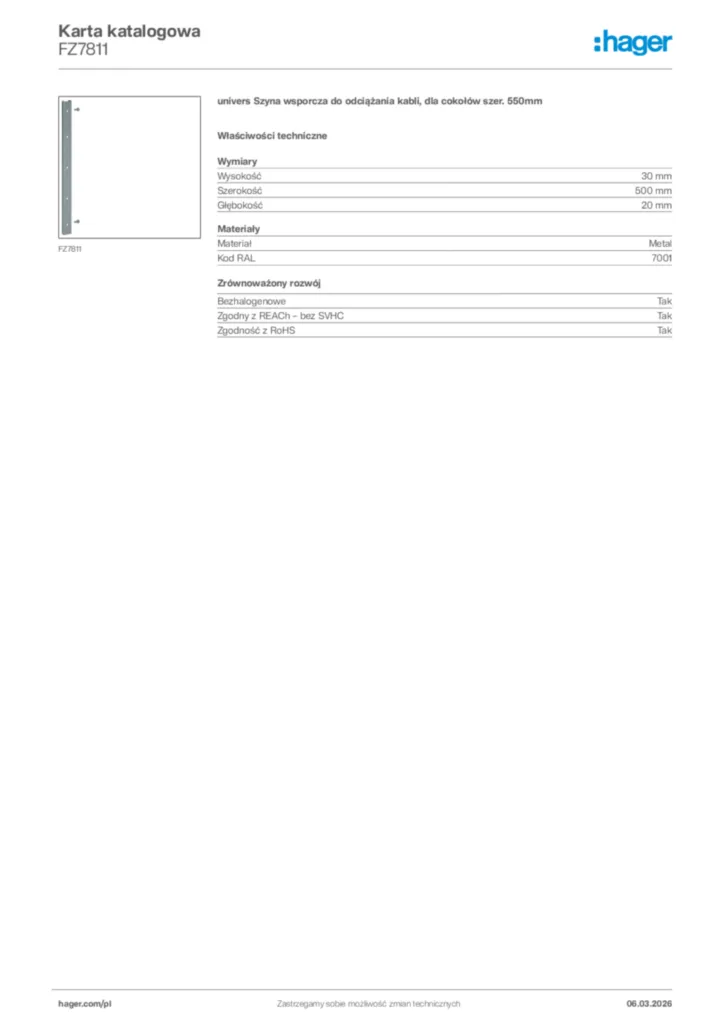 Zdjęcie Hager Karta katalogowa FZ7811 | Hager Polska