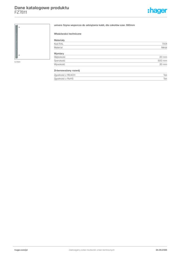 Zdjęcie Hager Dane katalogowe produktu FZ7811 | Hager Polska