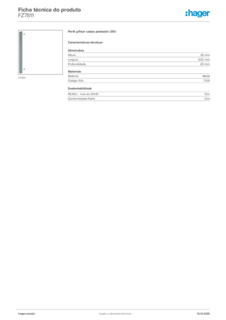 Imagem Hager Ficha técnica do produto FZ7811 | Hager Portugal