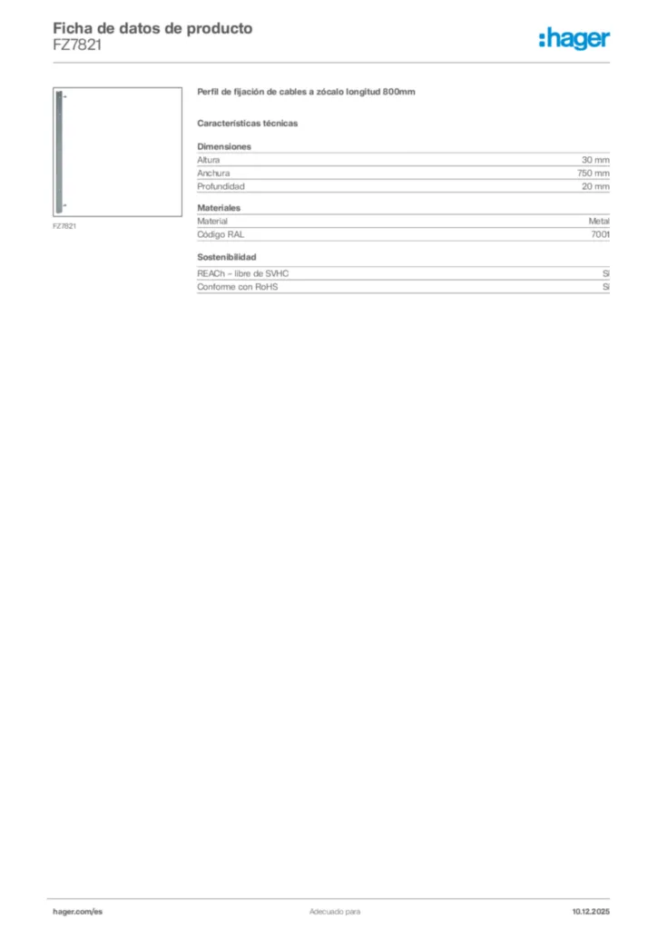 Imagen Hager Ficha de datos de producto FZ7821 | Hager España