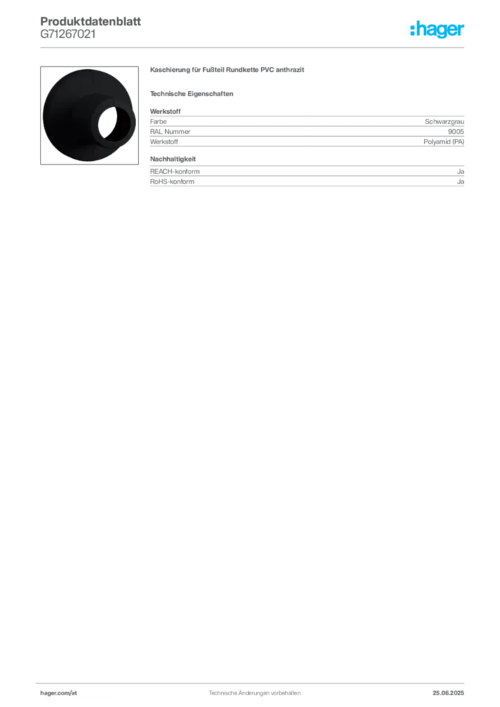 Bild Hager Produktdatenblatt G71267021 | Hager Deutschland