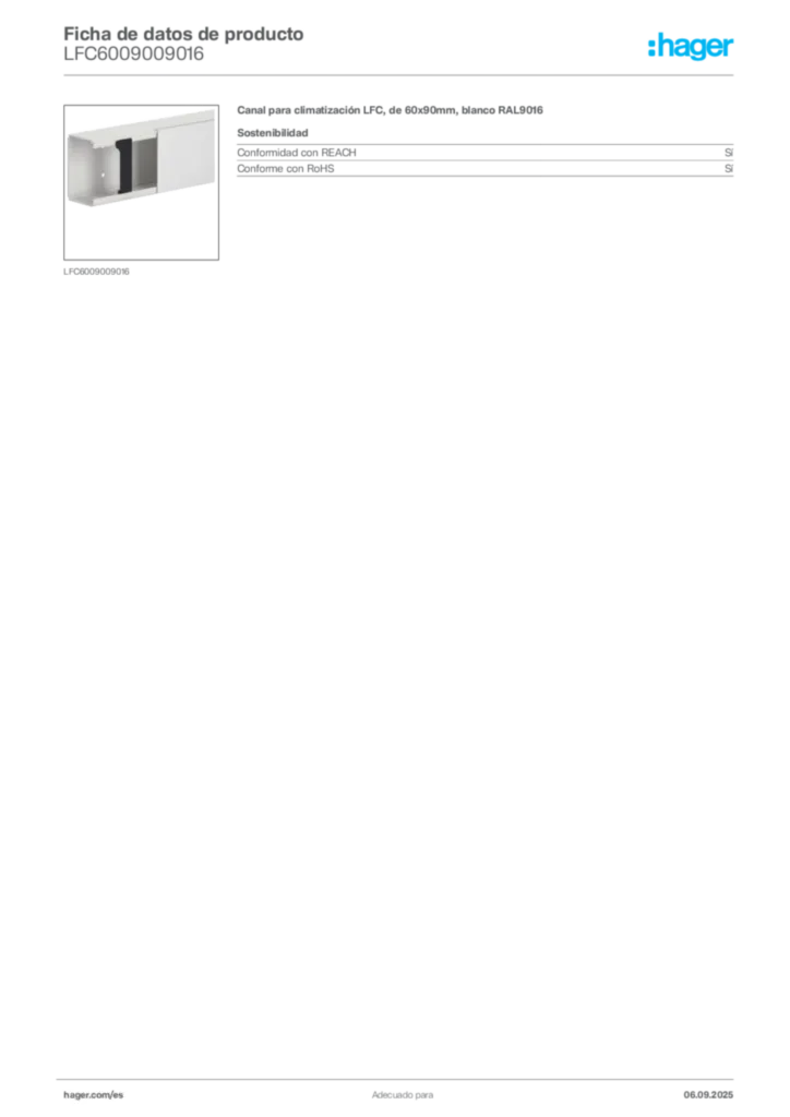 Imagen Hager Ficha de datos de producto LFC6009009016 | Hager España