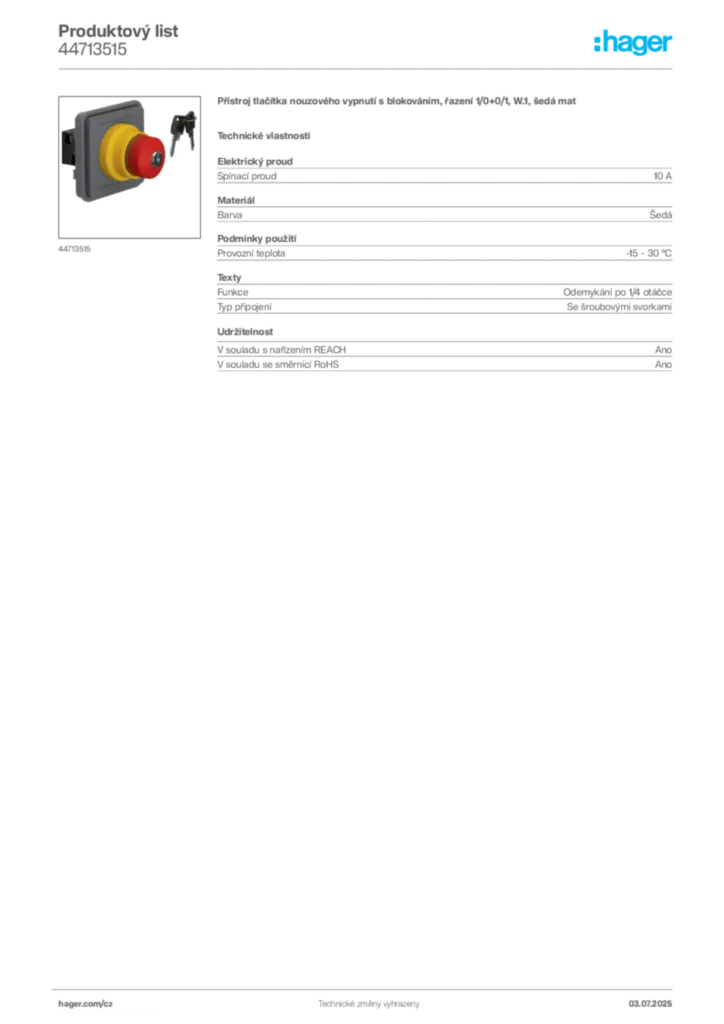 Obrázek Hager Produktový list 44713515 | Hager