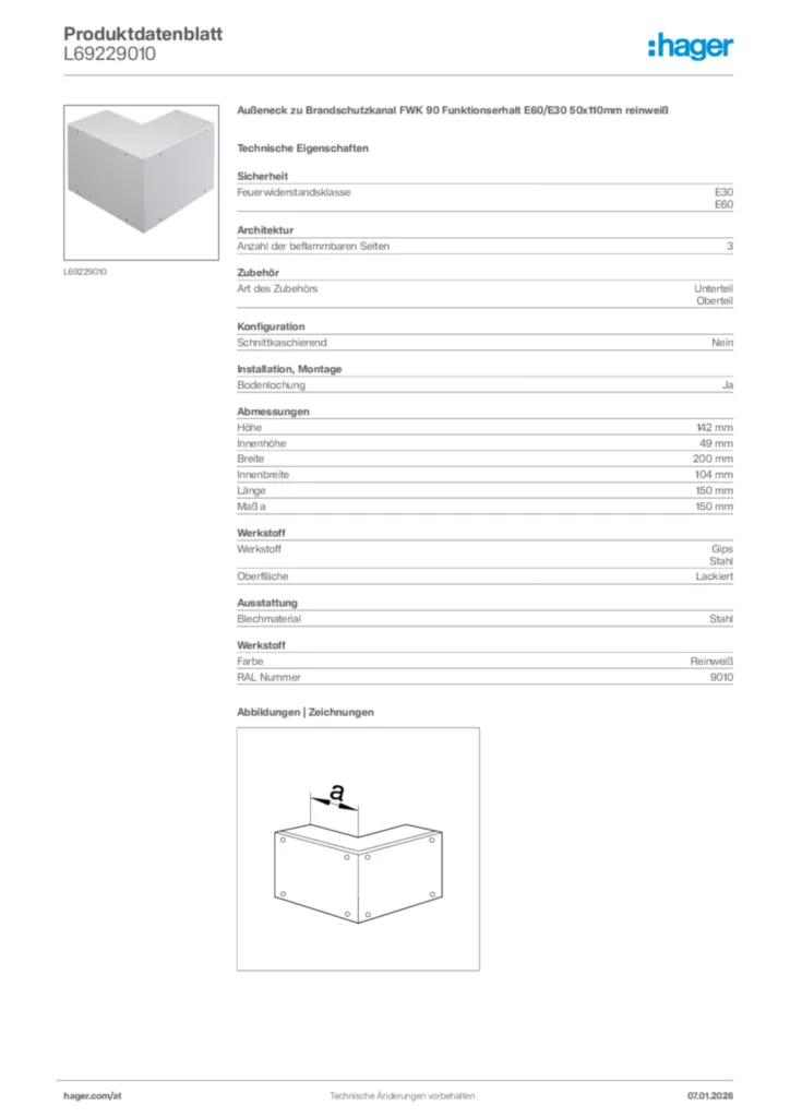 Bild Hager Produktdatenblatt L69229010 | Hager Deutschland