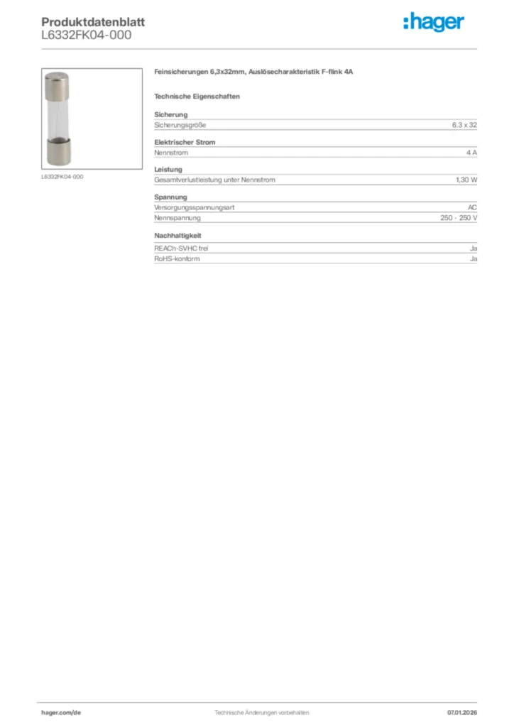 Bild Hager Produktdatenblatt L6332FK04-000 | Hager Deutschland