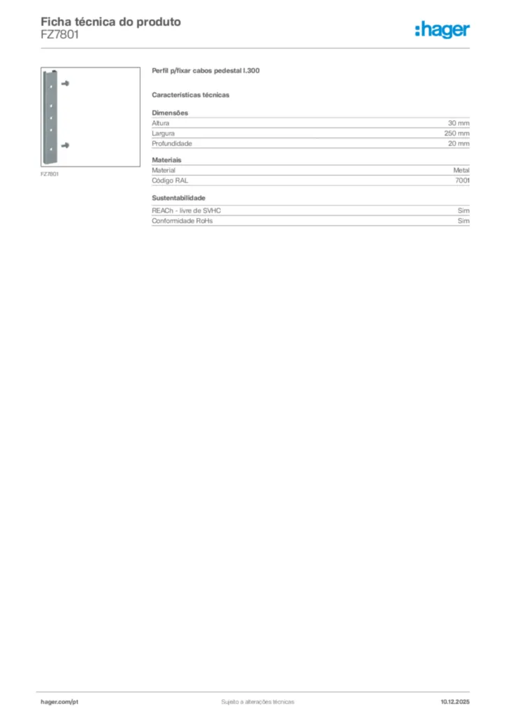 Imagem Hager Ficha técnica do produto FZ7801 | Hager Portugal