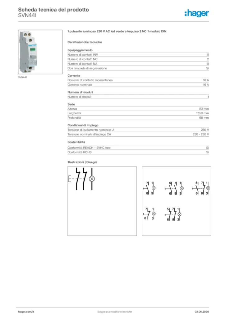 Immagine Hager Scheda tecnica del prodotto SVN441 | Hager Italia