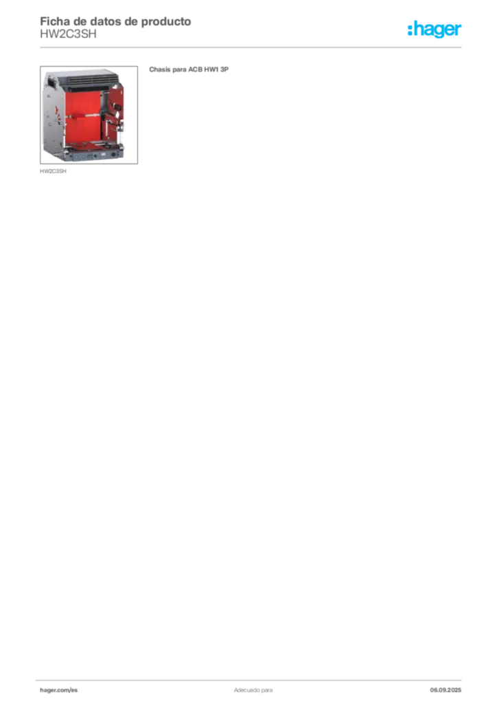 Imagen Hager Ficha de datos de producto HW2C3SH | Hager España