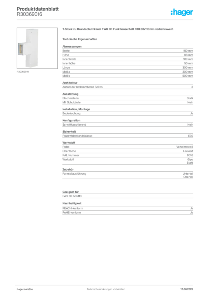 Bild Hager Produktdatenblatt R30369016 | Hager Deutschland