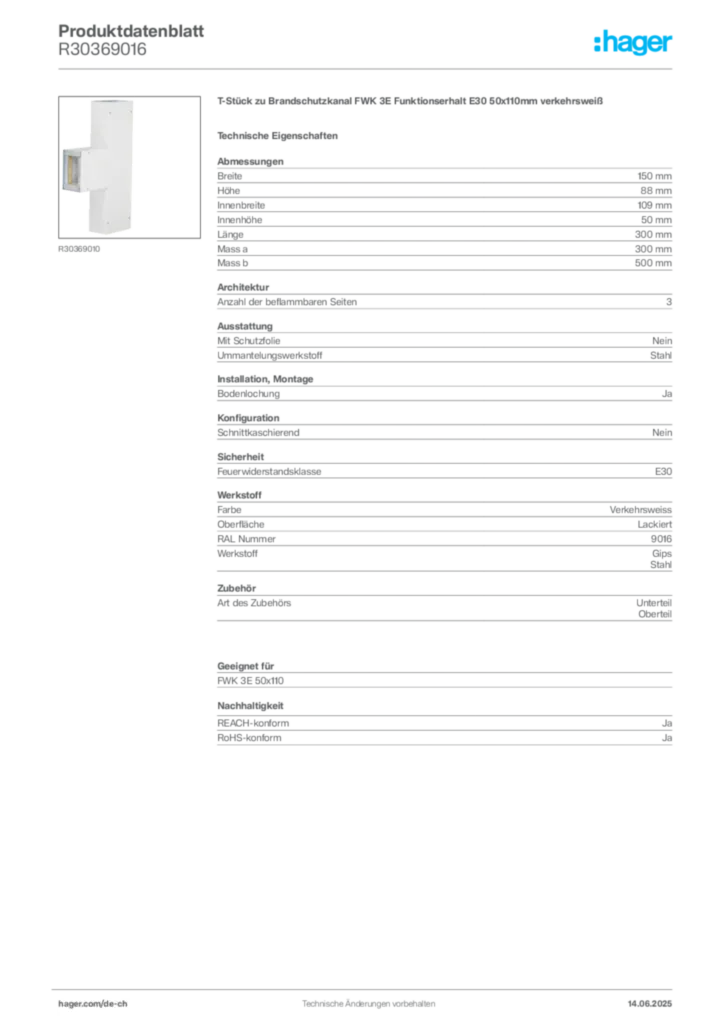 Bild Hager Produktdatenblatt R30369016 | Hager Schweiz