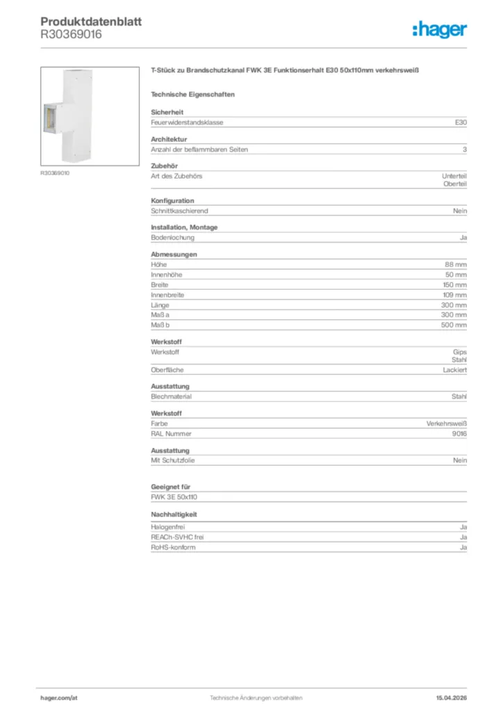 Bild Hager Produktdatenblatt R30369016 | Hager Deutschland