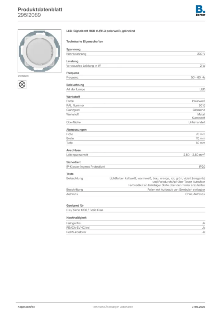 Bild Berker Produktdatenblatt 29512089 | Hager Deutschland