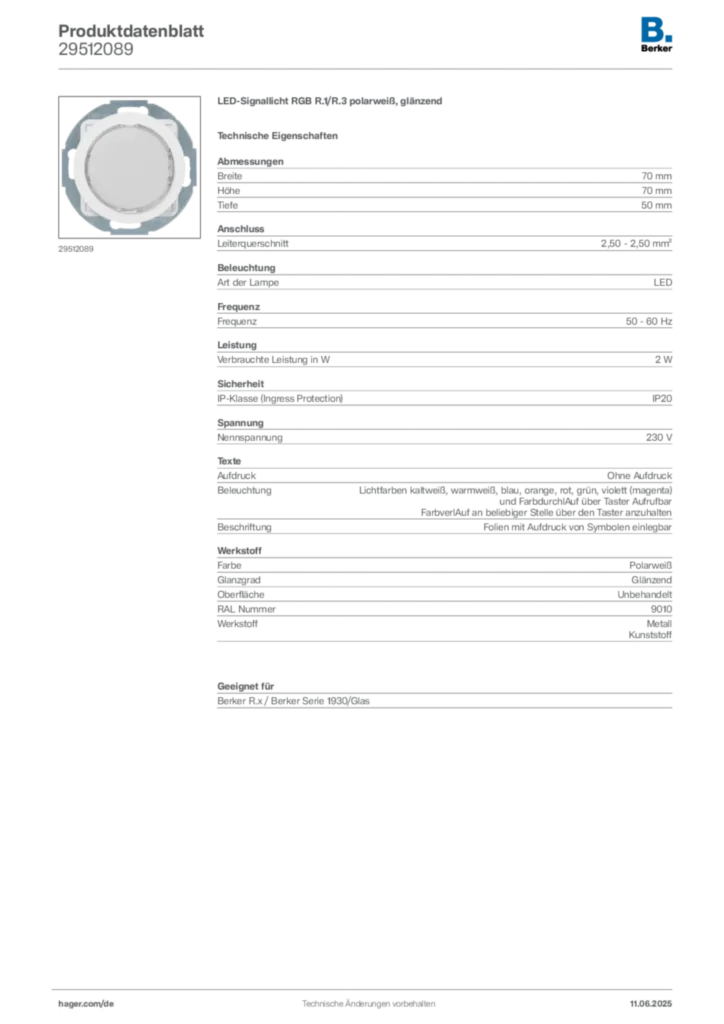 Berker Produktdatenblatt 29512089
