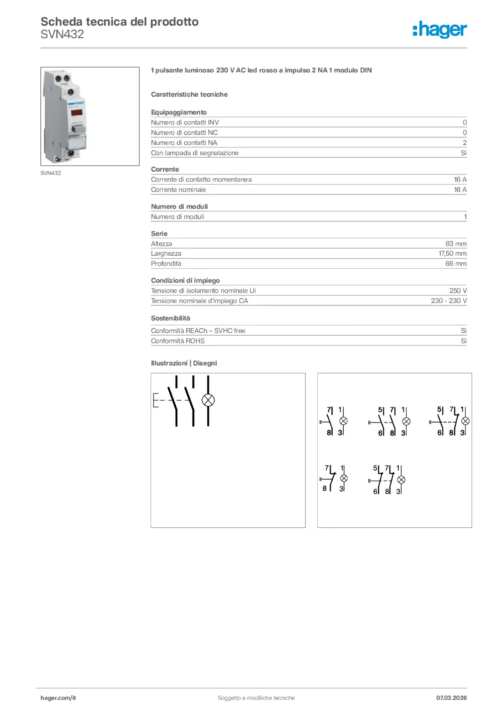 Immagine Hager Scheda tecnica del prodotto SVN432 | Hager Italia
