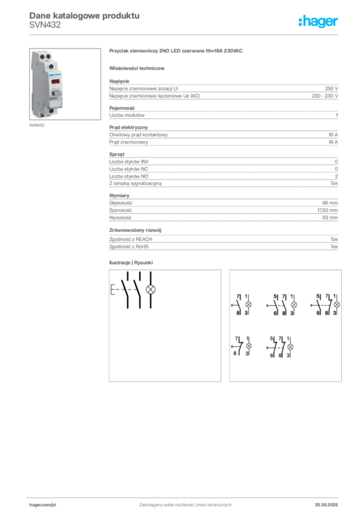 Zdjęcie Hager Dane katalogowe produktu SVN432 | Hager Polska