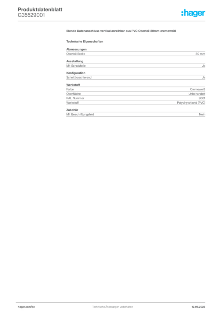 Bild Hager Produktdatenblatt G35529001 | Hager Deutschland