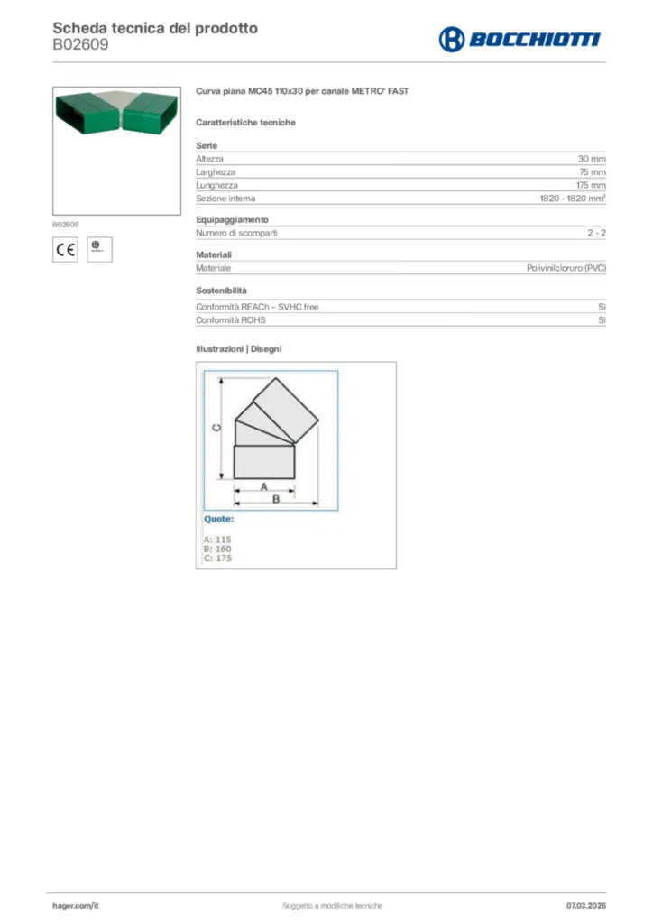 Immagine Bocchiotti Scheda tecnica del prodotto B02609 | Hager Italia
