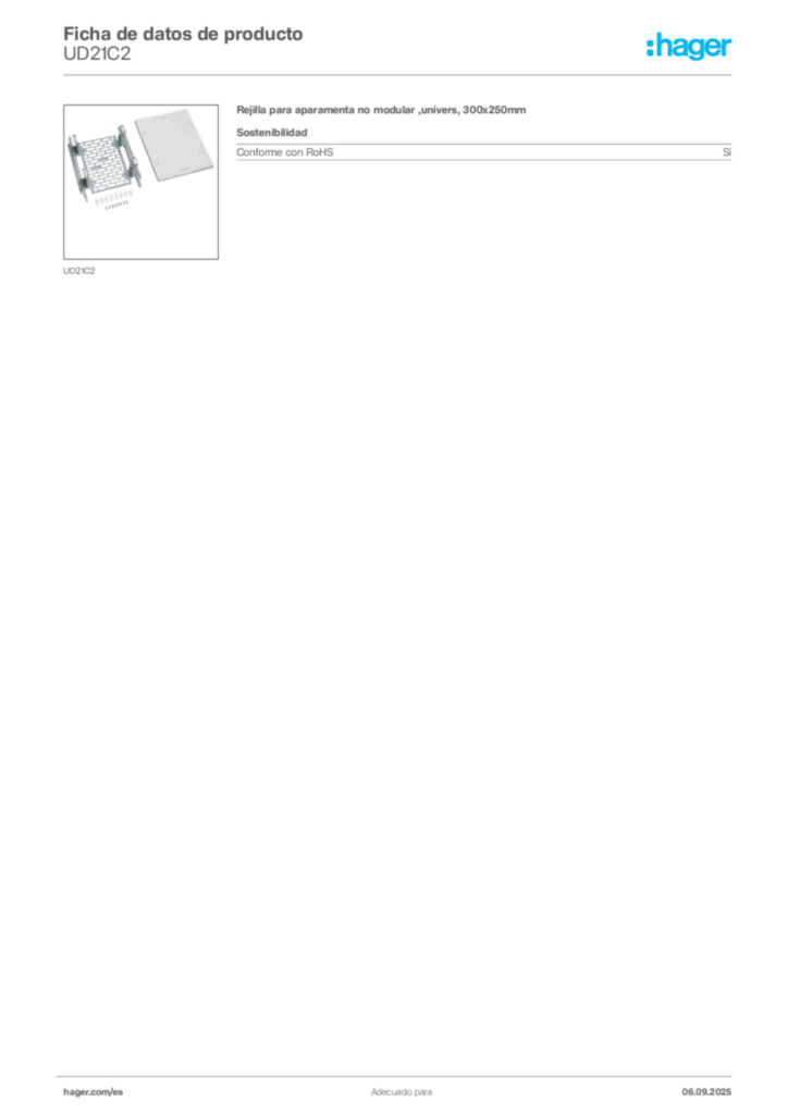 Imagen Hager Ficha de datos de producto UD21C2 | Hager España