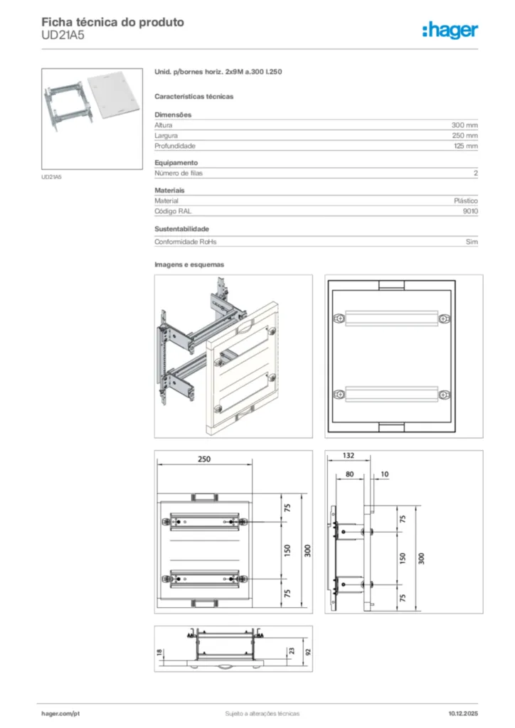 Imagem Hager Ficha técnica do produto UD21A5 | Hager Portugal