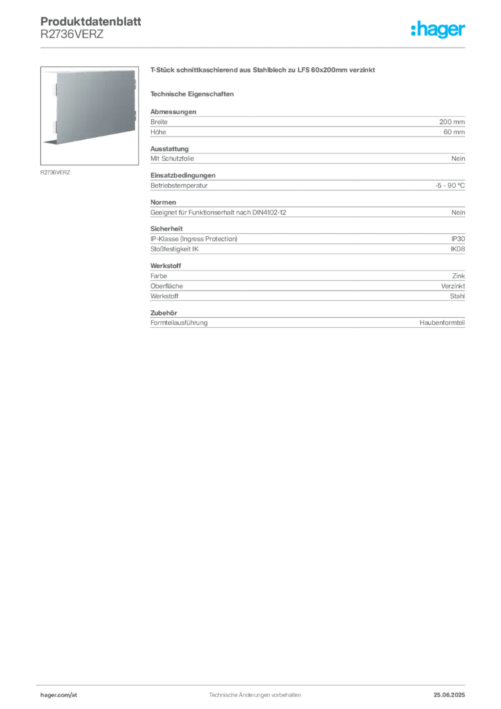 Bild Hager Produktdatenblatt R2736VERZ | Hager Deutschland