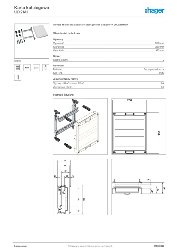 Zdjęcie Hager Karta katalogowa UD21A1 | Hager Polska